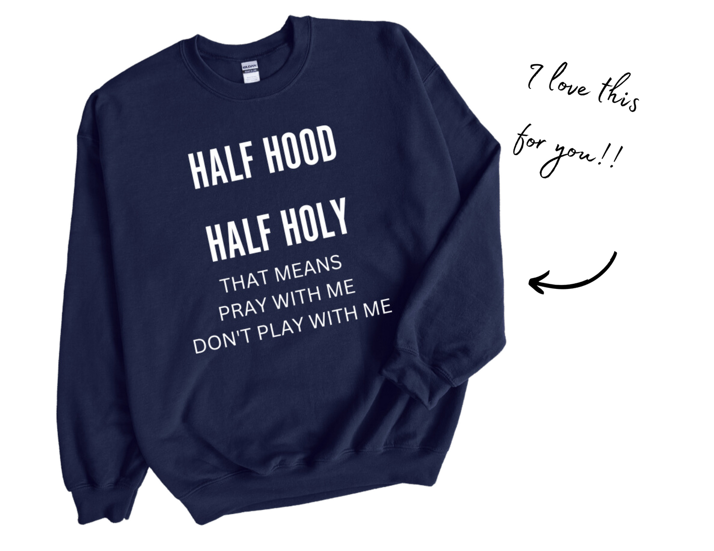 Navy Blue Half Hood Half Holy Sweatshirt