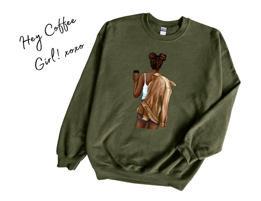 Cute Coffee Girl Sweatshirt (Melanin)